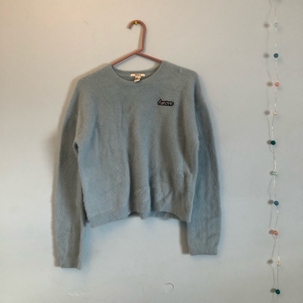 Blue soft fur sweater